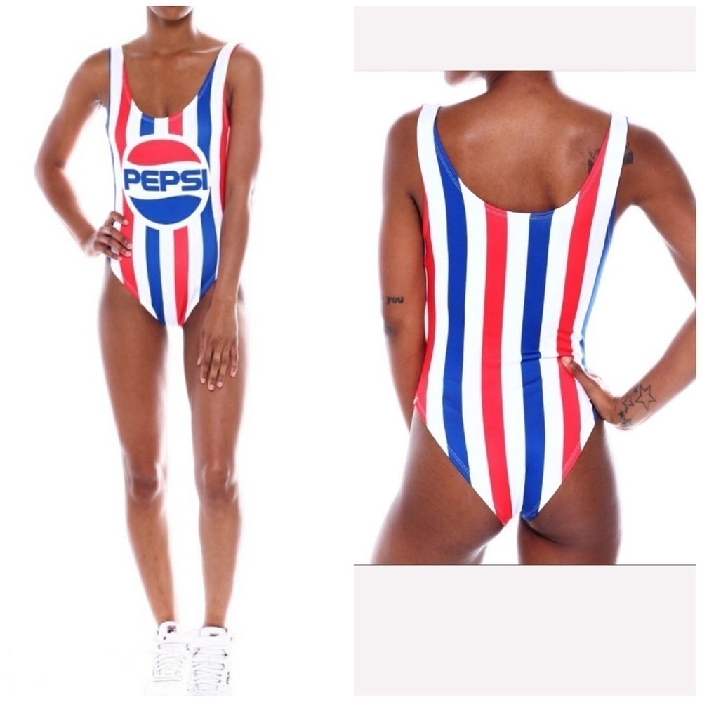 Pepsi | Stripe Red White & Blue One Piece Swimsuit